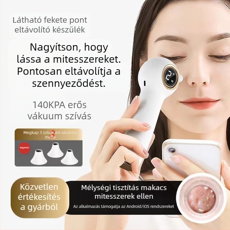 Látványos fekete pöttyök eltávolító készülék — ultrahangos rezgéssel, kézi, modell ZM613, ABS ház, 3 fokozat beállítás