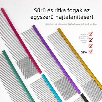 Tanizaki Háziállat-fésű, rozsdamentes acél, széles fogantyú, kilógó szőr eltávolítása