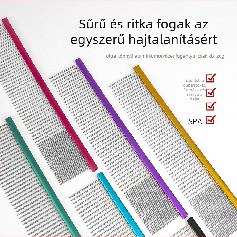 Tanizaki Háziállat-fésű, rozsdamentes acél, széles fogantyú, kilógó szőr eltávolítása