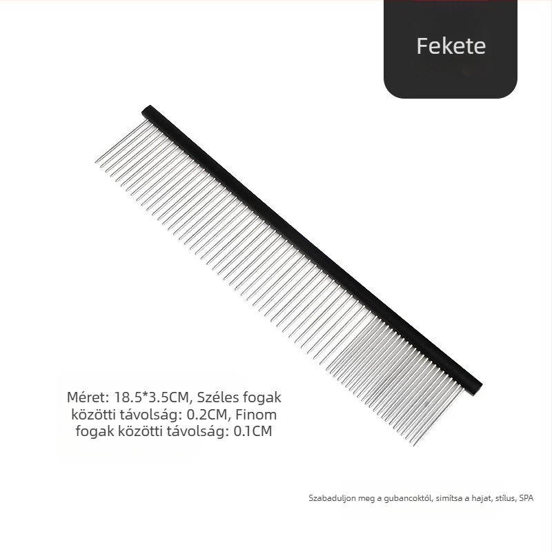 Tanizaki Háziállat-fésű, rozsdamentes acél, széles fogantyú, kilógó szőr eltávolítása