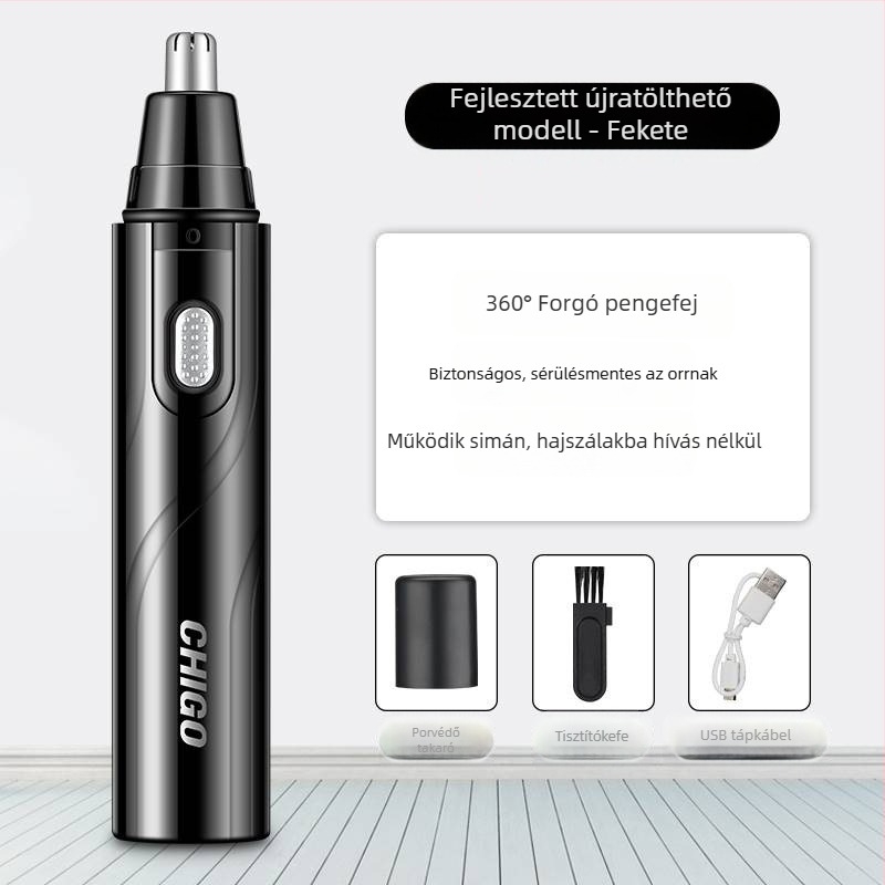 Chigo orrszőr-trimmel, kivehető és mosható fejjel, modell CX-ZD2, újratölthető, beépített 300–500 mAh akkumulátor, ABS anyag