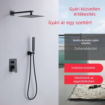 Falba süllyeszthető zuhanyszett, rézből készített, négyszögletes esőzuhany, hőmérséklet-szabályozó, modell zs-anz