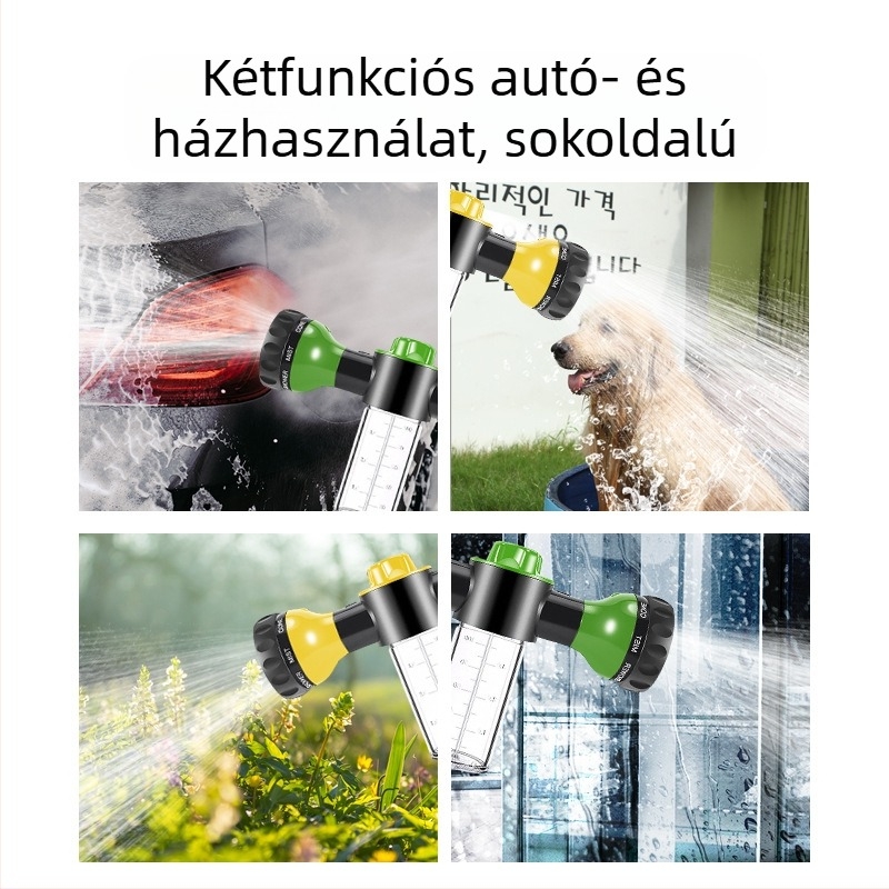 BY-471 Autómosó vízpisztoly 8 permetezési módokkal, műanyag test, víznyomás 1, injekciós löket 10 m