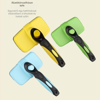 Háziállat fésű rozsdamentes acél tűkkel, automatikusan visszahúzódó és öntisztító, kutyáknak (Anyaga: rozsdamentes acél; Típus: fésű; Célja: kutyák; Csomagolás: 100 db)