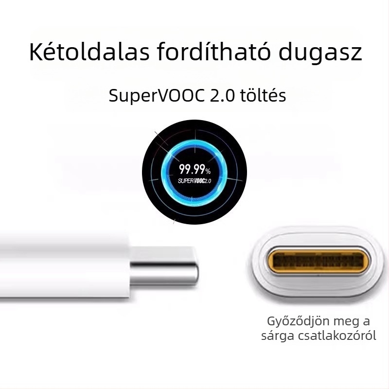 Type-C adatkábel gyors töltéshez, 20W max, TPE, egyfejes kialakítás, 3C tanúsítvány