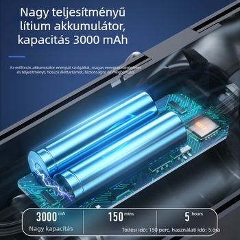 Elektronikus hajvágó kopasz fejhez, brushless motor, rozsdamentes acél pengék, beépített 3000mAh akkumulátor, 5 órás töltési idő, 1–3 órás üzemidő
