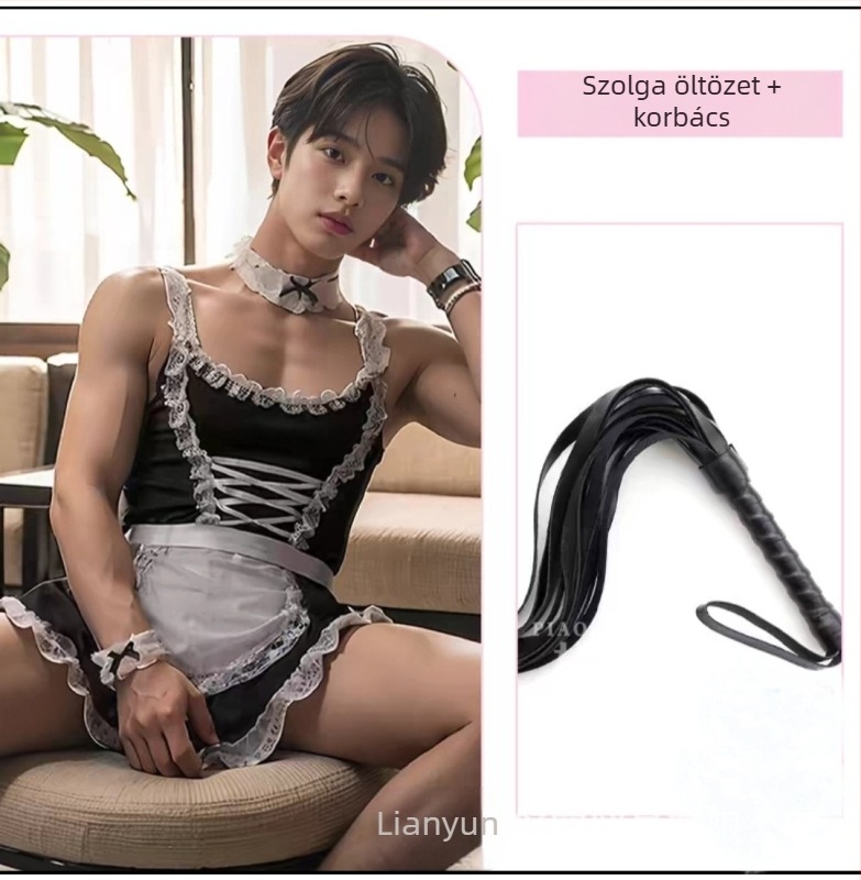 Férfiaknak szóló fétis fehérnemű vállpántokkal és lánccal, erotikus egyenruha, poliészter 90–95%