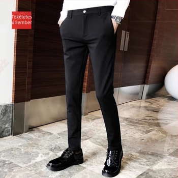 Üzleti férfi nadrág, egyenes szabás, korduró anyagú, fő anyag: len, munkahelyi viselet