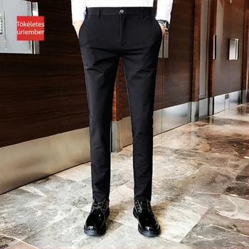 Üzleti férfi nadrág, egyenes szabás, korduró anyagú, fő anyag: len, munkahelyi viselet