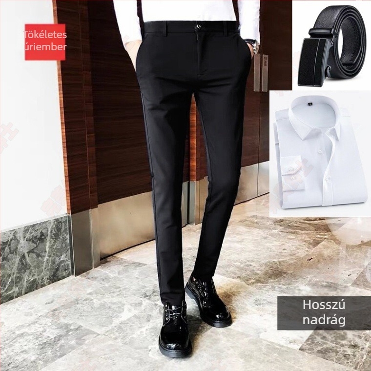 Üzleti férfi nadrág, egyenes szabás, korduró anyagú, fő anyag: len, munkahelyi viselet