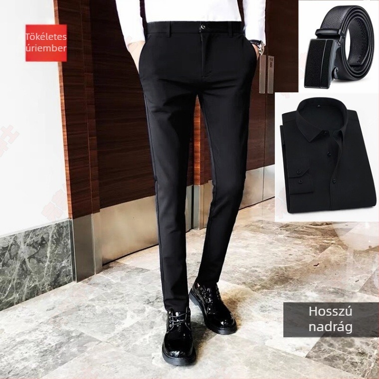 Üzleti férfi nadrág, egyenes szabás, korduró anyagú, fő anyag: len, munkahelyi viselet