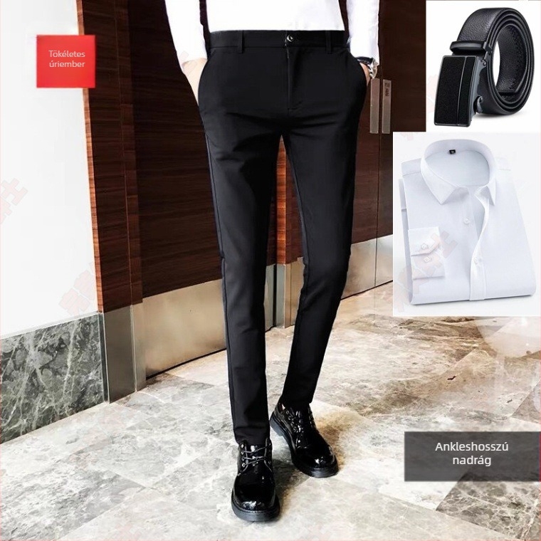 Üzleti férfi nadrág, egyenes szabás, korduró anyagú, fő anyag: len, munkahelyi viselet