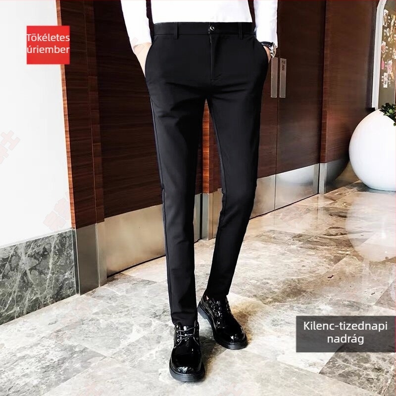 Üzleti férfi nadrág, egyenes szabás, korduró anyagú, fő anyag: len, munkahelyi viselet