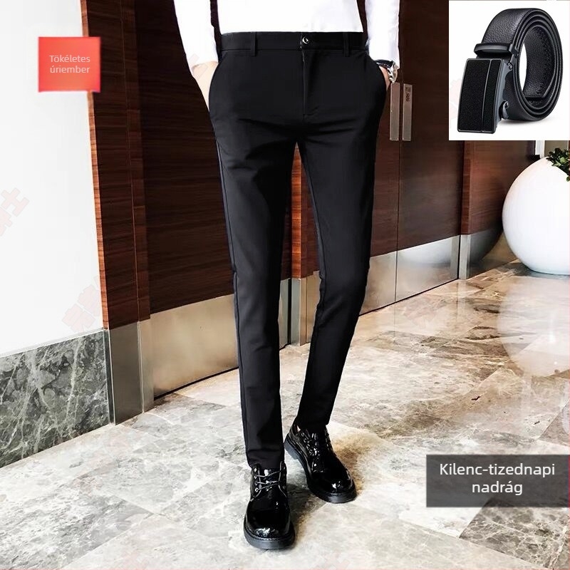 Üzleti férfi nadrág, egyenes szabás, korduró anyagú, fő anyag: len, munkahelyi viselet