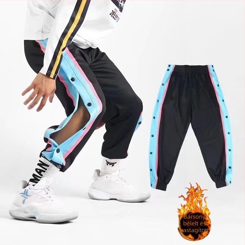 Meleg fleece-belelt sportos casual nadrág, lazán szabott, bokáig érő, középmagas derekú, húzózsinóros zárás