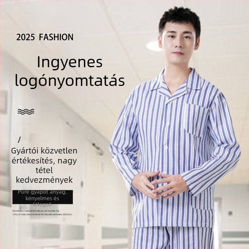 Kórházi betegköpeny, pamut, uniszex, hosszú ujjú, öltöny-nyak, nedvességelvezető