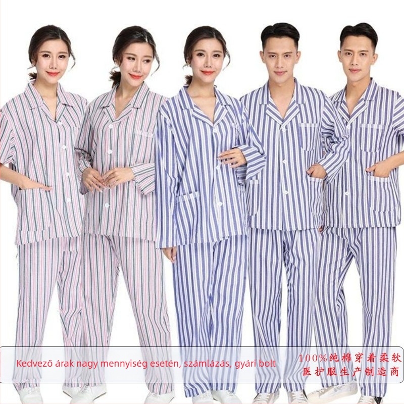 Kórházi betegköpeny, pamut, uniszex, hosszú ujjú, öltöny-nyak, nedvességelvezető