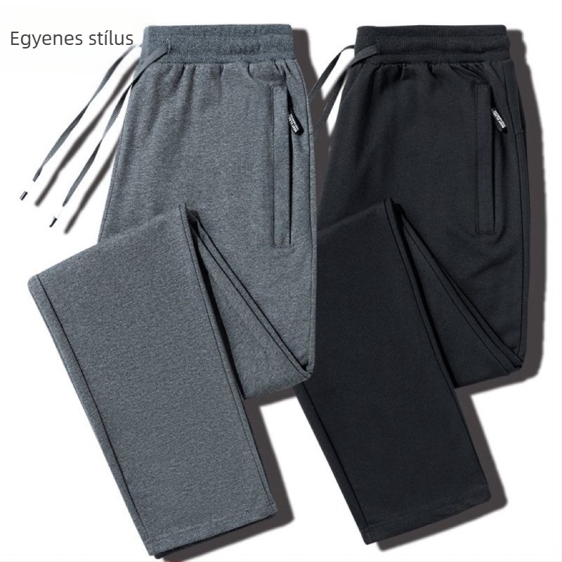 Szabadidős sportnadrág – laza szabás, lélegző elasztikus anyag, nedvességelvezető, teljes hosszúságú, övvel és dupla derékkal