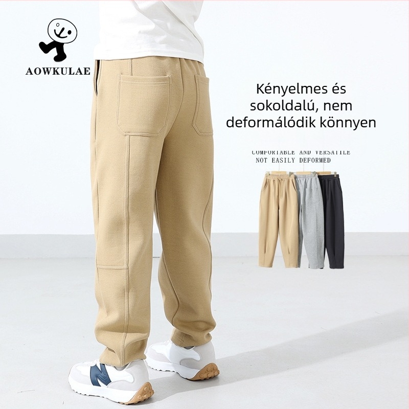 Gyerekek koreai stílusú sportnadrág, Pearl Cube pamut 85% anyagból, középmagas derekú, fiúknak 8 év felett.