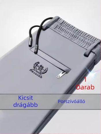 Férfi üzleti-középkategóriás nadrág övvel, középmagas derékkal, egyenes szabású, lélegző, gyorsan száradó poliészter