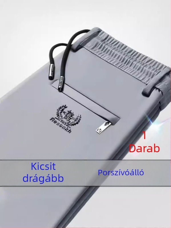 Férfi üzleti-középkategóriás nadrág övvel, középmagas derékkal, egyenes szabású, lélegző, gyorsan száradó poliészter