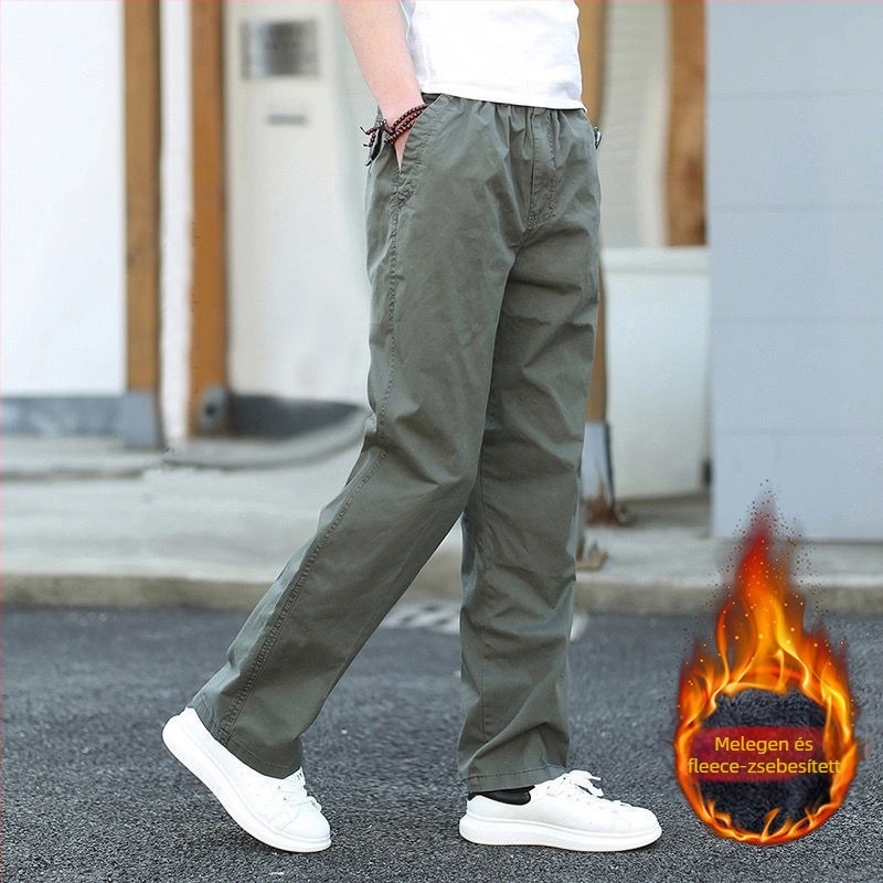 Férfi nadrág egyenes szabású, poliészter anyag, fleece bélés, négy évszakos viselet
