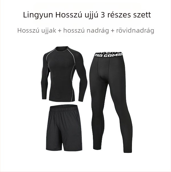 Uniszex hosszú ujjú sportos szett gyorsan száradó, lélegző poliészter-spandex anyagból, cropped nadrággal, futáshoz, futballhoz és kosárlabdához