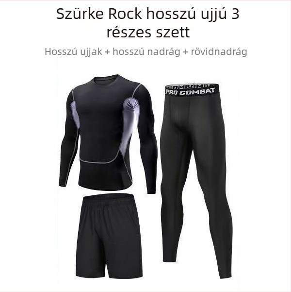 Uniszex hosszú ujjú sportos szett gyorsan száradó, lélegző poliészter-spandex anyagból, cropped nadrággal, futáshoz, futballhoz és kosárlabdához