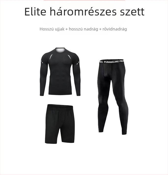 Uniszex hosszú ujjú sportos szett gyorsan száradó, lélegző poliészter-spandex anyagból, cropped nadrággal, futáshoz, futballhoz és kosárlabdához