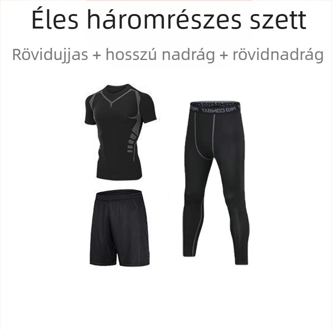 Uniszex hosszú ujjú sportos szett gyorsan száradó, lélegző poliészter-spandex anyagból, cropped nadrággal, futáshoz, futballhoz és kosárlabdához