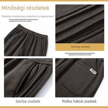 Férfi casual egyenes nadrág – pamut-poliészter keverék 60%/36%, középmagasságú derék, fűzős zárás, hosszú