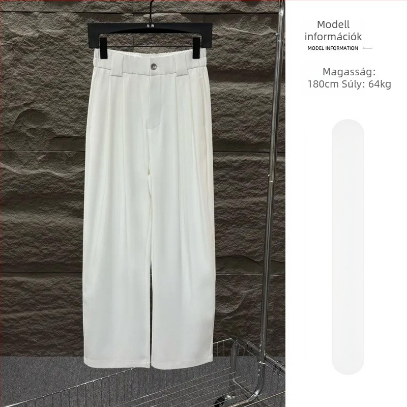 Férfiak számára laza szabású, széles szárú nadrág, 100% poliészter, tavasz–ősz