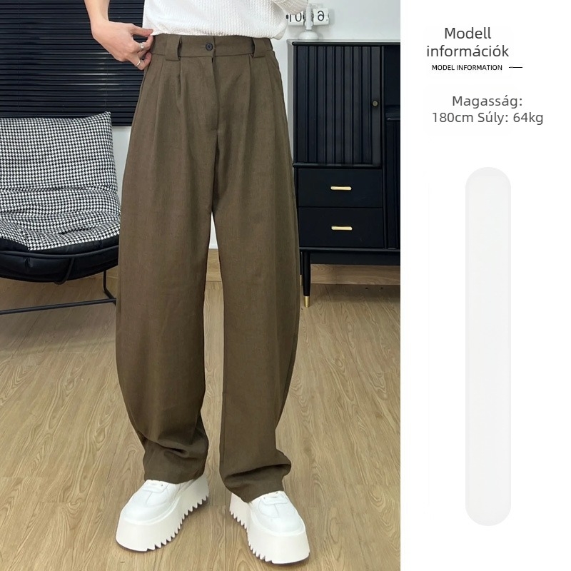 Férfiak számára laza szabású, széles szárú nadrág, 100% poliészter, tavasz–ősz