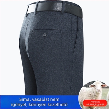Férfi gyapjú nadrág egyenes szabású, üzleti formális stílus, 85% gyapjú, vasalás nélkül, téli viselet