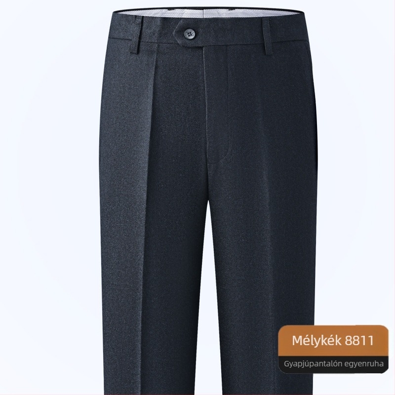 Férfi gyapjú nadrág egyenes szabású, üzleti formális stílus, 85% gyapjú, vasalás nélkül, téli viselet