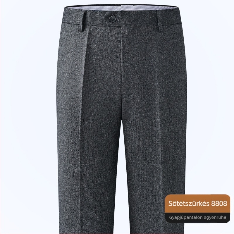 Férfi gyapjú nadrág egyenes szabású, üzleti formális stílus, 85% gyapjú, vasalás nélkül, téli viselet