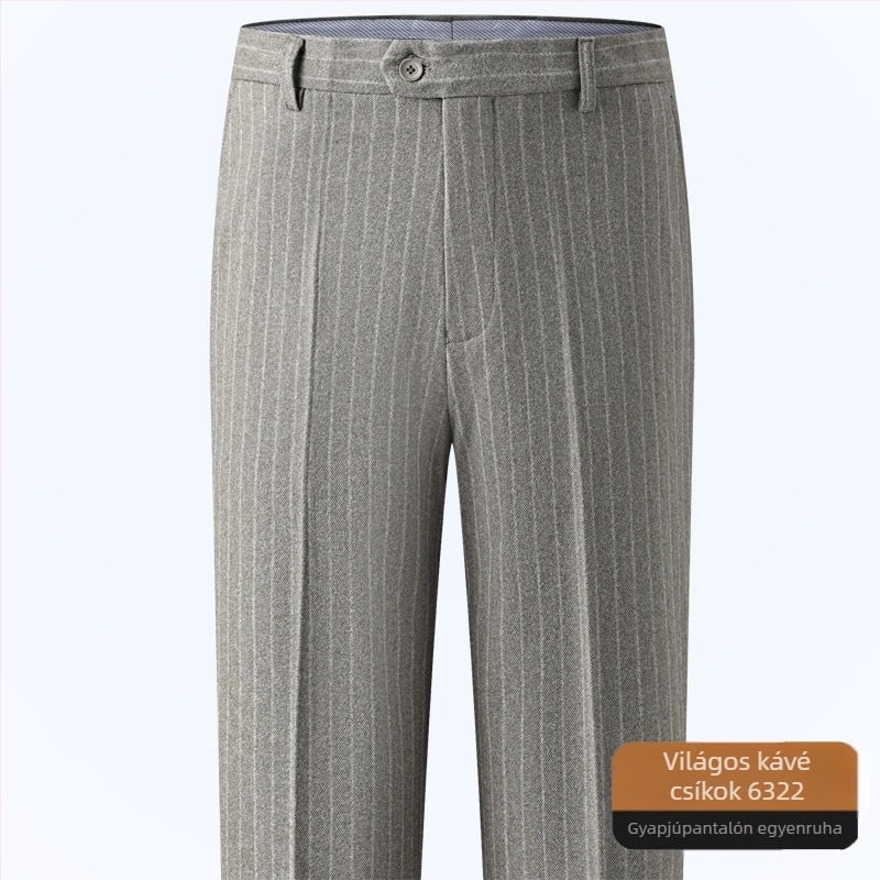 Férfi gyapjú nadrág egyenes szabású, üzleti formális stílus, 85% gyapjú, vasalás nélkül, téli viselet
