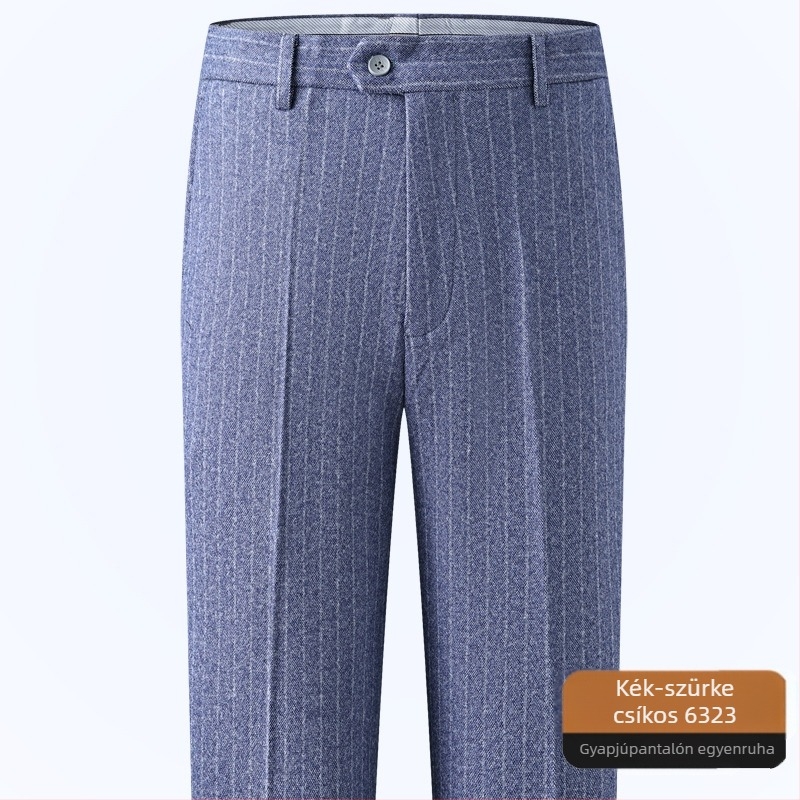 Férfi gyapjú nadrág egyenes szabású, üzleti formális stílus, 85% gyapjú, vasalás nélkül, téli viselet