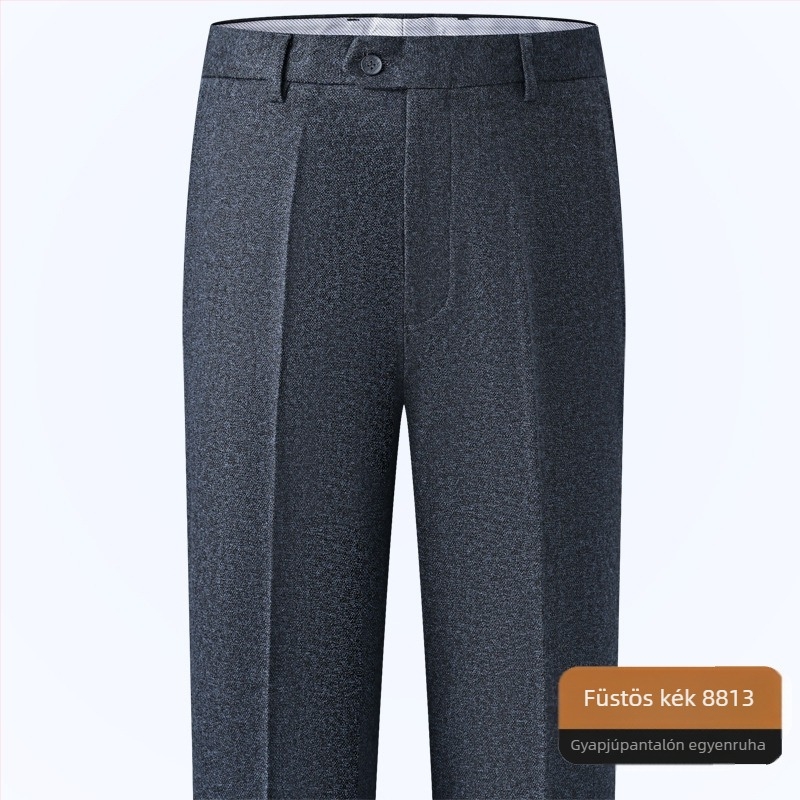 Férfi gyapjú nadrág egyenes szabású, üzleti formális stílus, 85% gyapjú, vasalás nélkül, téli viselet