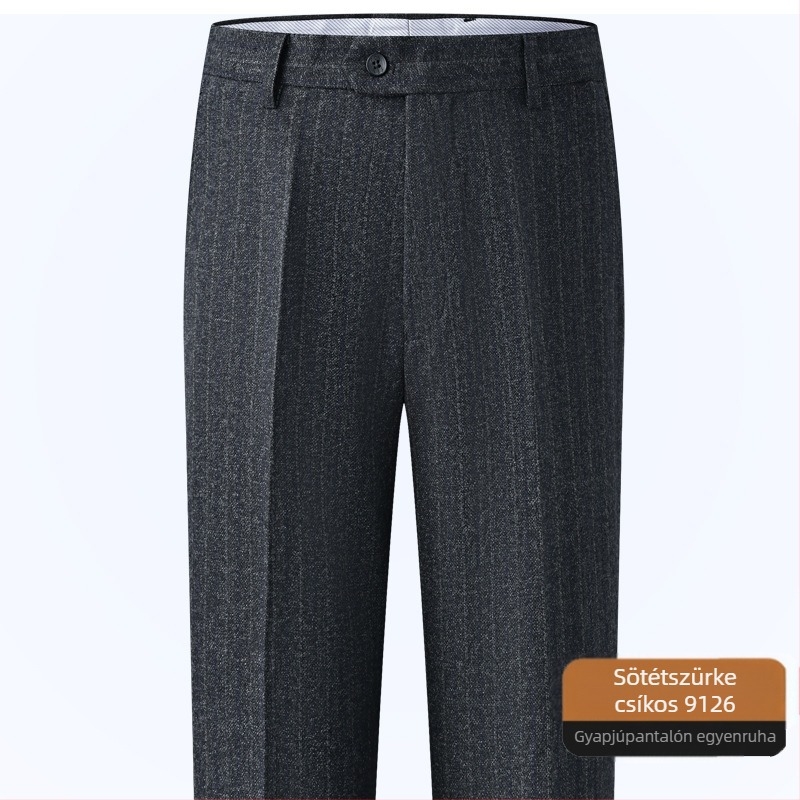 Férfi gyapjú nadrág egyenes szabású, üzleti formális stílus, 85% gyapjú, vasalás nélkül, téli viselet