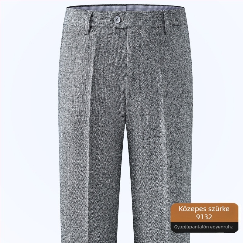 Férfi gyapjú nadrág egyenes szabású, üzleti formális stílus, 85% gyapjú, vasalás nélkül, téli viselet