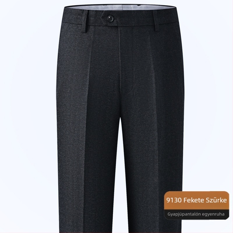 Férfi gyapjú nadrág egyenes szabású, üzleti formális stílus, 85% gyapjú, vasalás nélkül, téli viselet