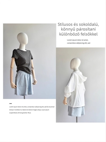 Női tiszta pamut farmer rövidnadrág, magas derék, háromnegyedes hossz, homokos mosás, mikroelasztikus