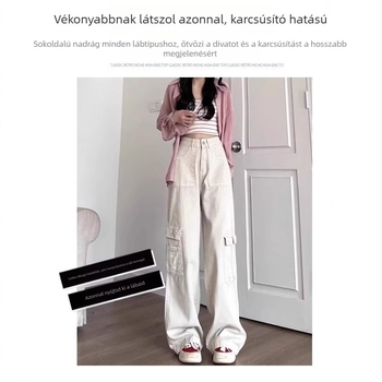 Női munkaruházati nadrág, széles szabású, magas derekú, nylon/poliészter anyag, városi mindennapokra, nyár 2025