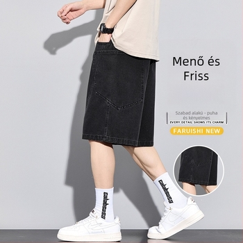 Pamut magas derekú rövidnadrág laza szabásban, japán retro stílus, vékony anyag