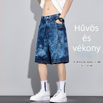 Pamut magas derekú rövidnadrág laza szabásban, japán retro stílus, vékony anyag