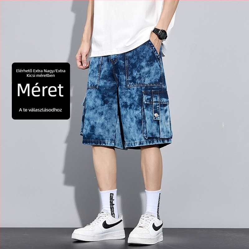 Pamut magas derekú rövidnadrág laza szabásban, japán retro stílus, vékony anyag