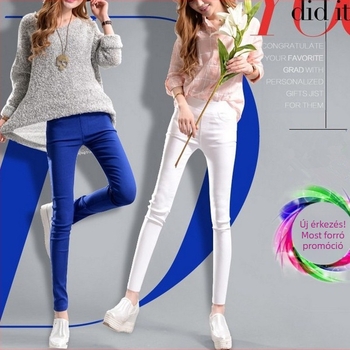 Női szoros nadrág, magas derekú, pamut-nylon-spandex keverék, vékony anyag, egyszínű mintázat, tavasz 2023