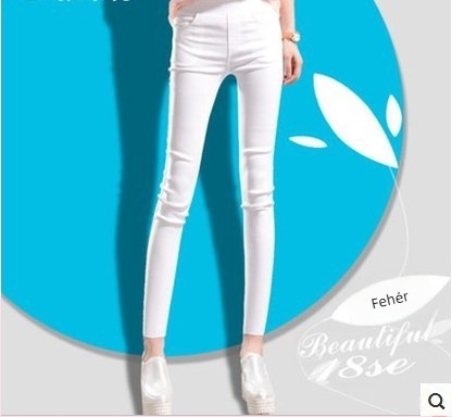 Női szoros nadrág, magas derekú, pamut-nylon-spandex keverék, vékony anyag, egyszínű mintázat, tavasz 2023