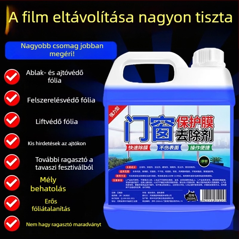 Ajtó- és ablakvédő fólia ragasztóeltávolítója rozsdamentes acél és alumínium ötvözet felületekhez, univerzális tisztítószer Yangxing